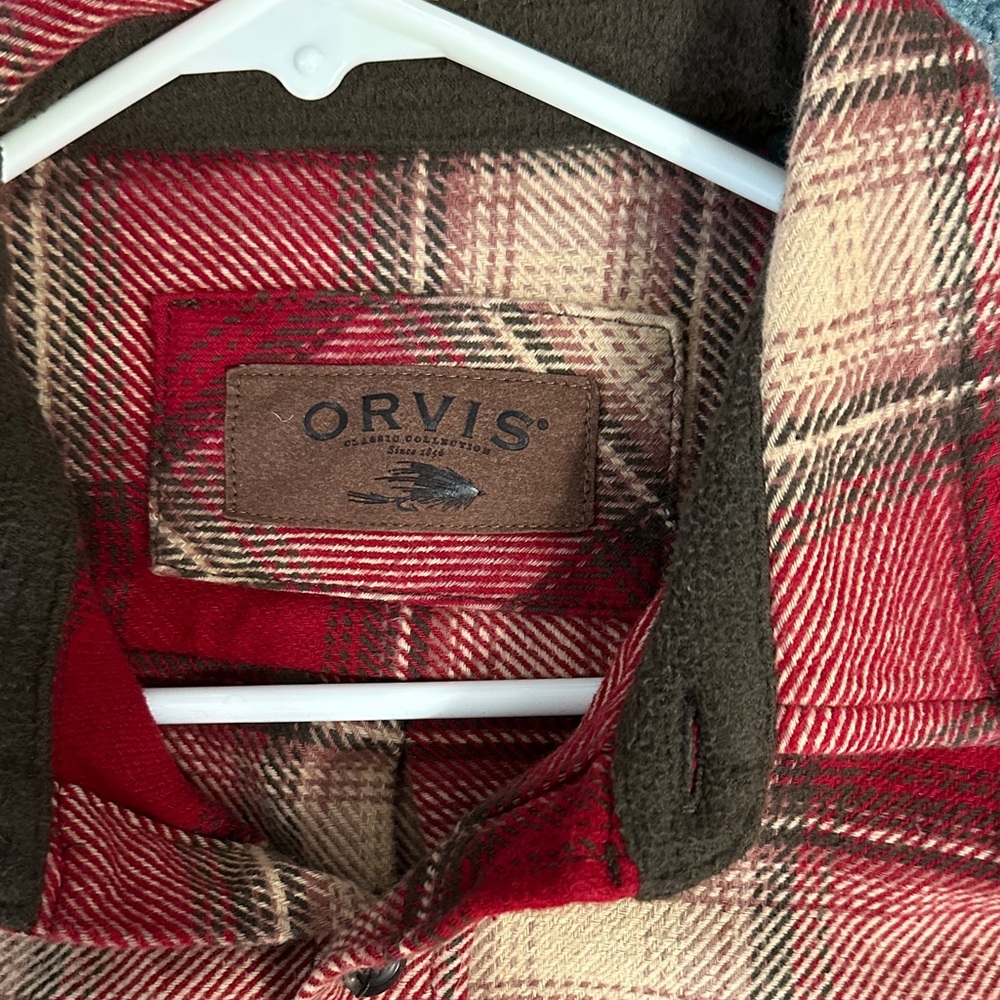 Orvis Red and Cream Plaid Men's Shirt - Picture 2 of 6